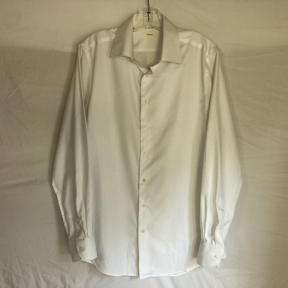Suitsupply Shirt Mens 40 15 3/4 White Traveller Slim Fit Wrinkle Resistant Dress